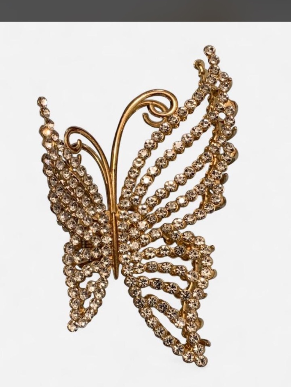 Gold Butterfly Crystal hair claw - Women Accessories